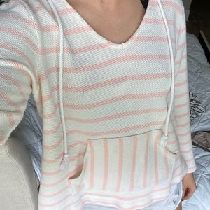 Pink and White stripped puller over/sweater